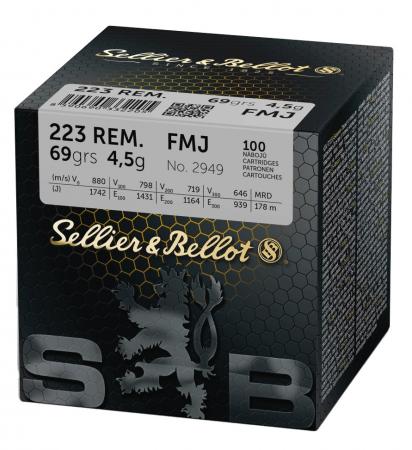 Munitions Sellier & Bellot .223 Remington FMJ 69 grains (boîte de 100)