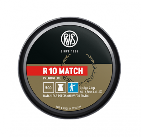 Boite de 500 plombs RWS R10 Match pistolet 4,49mm