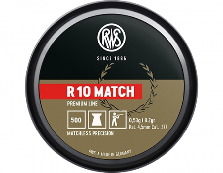 Boite de 500 plombs RWS R10 Match carabine 4,49mm 0,53g