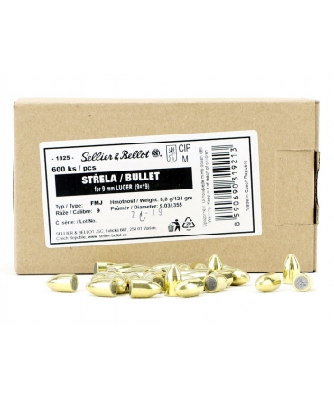 600 ogives Sellier & Bellot 9mm Luger FMJ 124 gr / 8 g