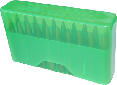 Boite de rangement plastique MTM pour 20 munitions Cal. .22-250Rem/ .243Win/ 7.62x39